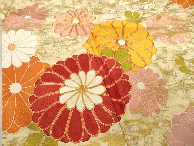 平和屋着物●豪華振袖 駒刺繍 花唐草文 金彩 正絹 逸品 AABL2114ck