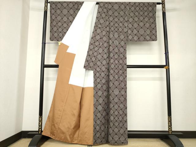 平和屋着物●本場大島紬 9マルキ 網目文 正絹 逸品 AABL2116ck