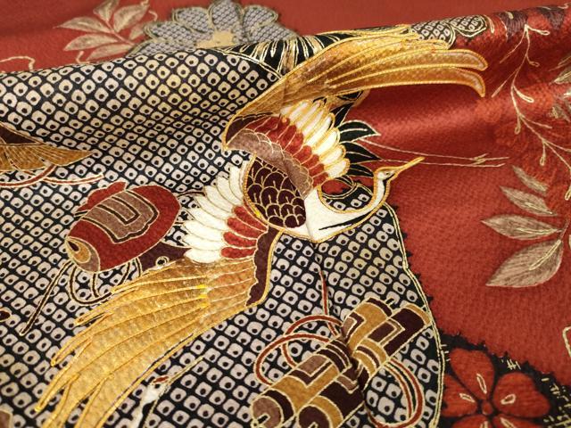 平和屋着物●谷崎潤一郎の世界 振袖 駒刺繍 雪輪飛鶴宝尽くし 正絹 逸品 AABL2117ck