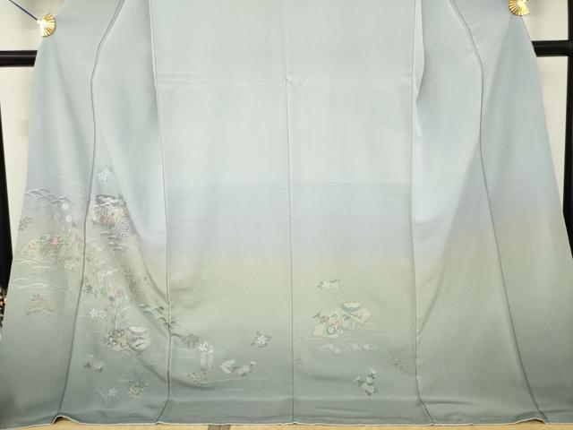 平和屋着物●訪問着 中国三大刺繍 相良刺繍 総刺繍 貝桶花文 暈し染め 金糸 ロング丈 正絹 逸品 AABL2118ck