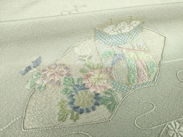 平和屋着物●訪問着 中国三大刺繍 相良刺繍 総刺繍 貝桶花文 暈し染め 金糸 ロング丈 正絹 逸品 AABL2118ck