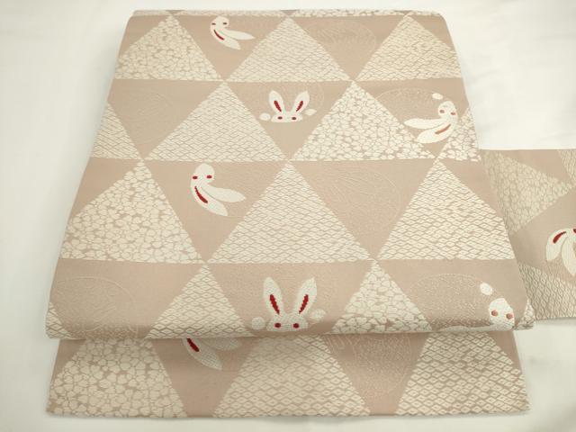 平和屋着物●九寸名古屋帯 唐織 兎 正絹 逸品 AABL2149pf