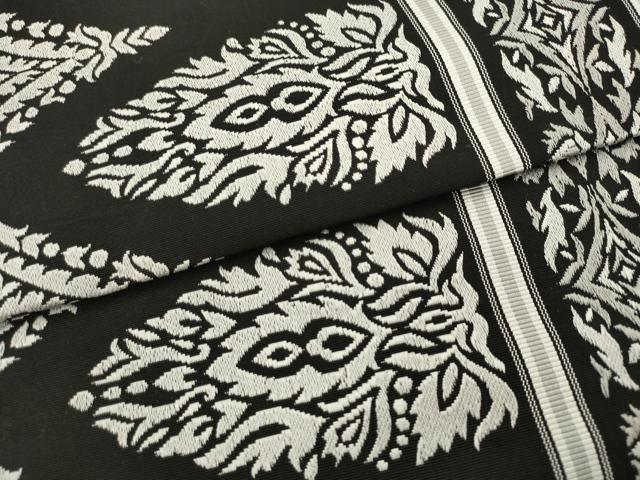 平和屋着物●本場筑前博多織 八寸名古屋帯 洋花間道 黒地 三越扱い 正絹 逸品 AABL2150pf