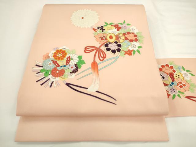 平和屋着物●塩瀬 九寸名古屋帯 花鼓文 金彩 正絹 逸品 AABL2161pf