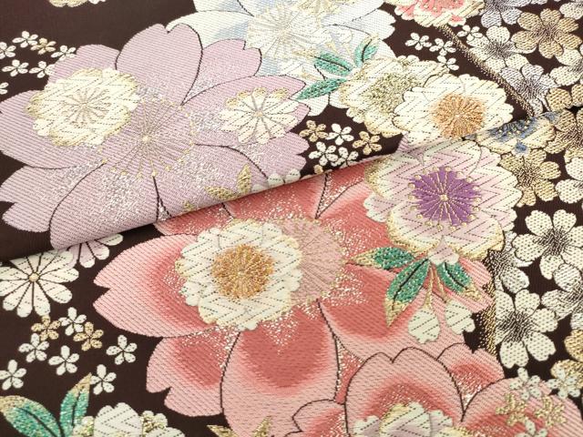 平和屋着物●六通柄袋帯 唐織 八重桜 金銀糸 正絹 逸品 AABL2166pf