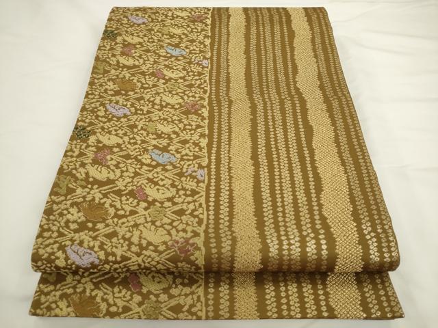 平和屋着物●両面六通柄袋帯 間道 正絹 逸品 AABL2170pf