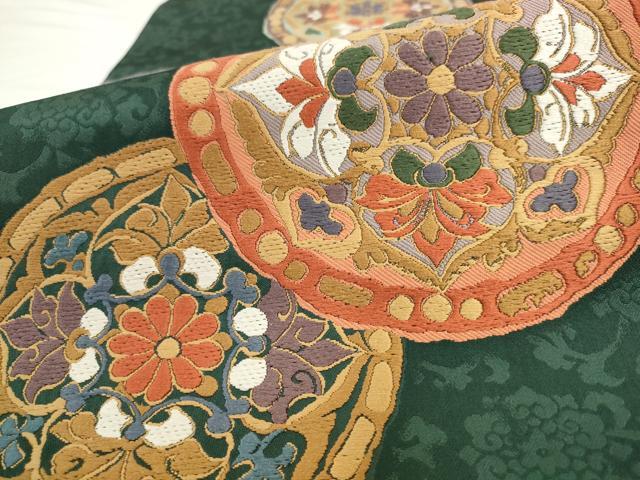 平和屋着物●六通柄袋帯 唐織 織寶 飾花文 正絹 逸品 AABL2171pf