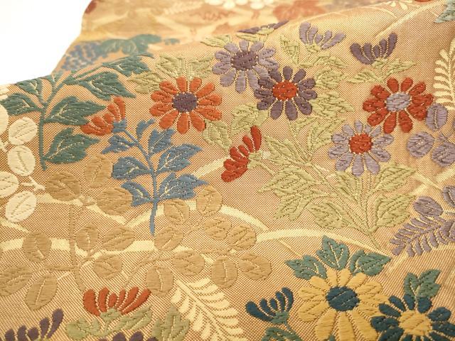 平和屋着物●六通柄袋帯 唐織 草花文 金糸 正絹 逸品 AABL2220pf