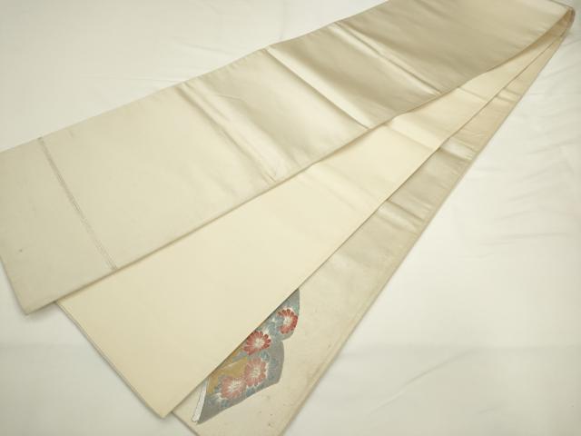 平和屋着物◎太鼓柄袋帯 花文箱 銀糸 正絹 逸品 AABL2229pf