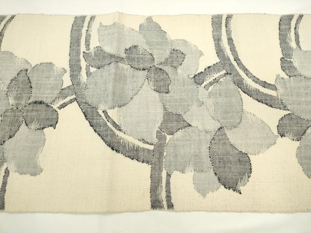 平和屋着物◎八寸名古屋帯 御所つむぎ 草花文 正絹 逸品 AABL2273pf