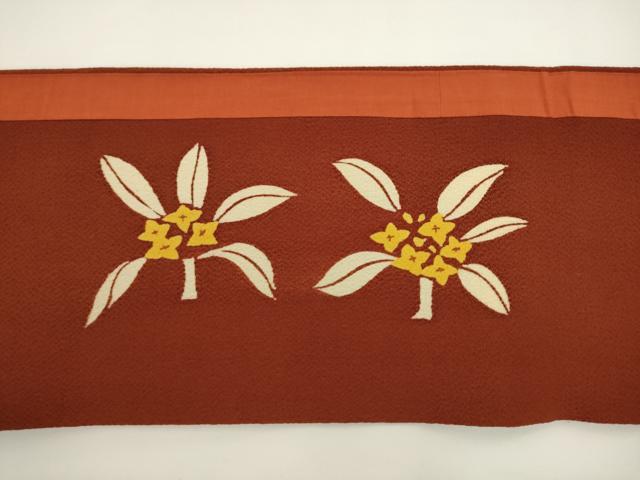 平和屋着物◎つけ帯 草花文 鬼しぼ縮緬 正絹 逸品 AABL2284pf
