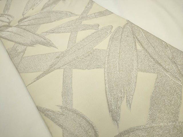 平和屋着物◎綴れ 六通柄袋帯 笹竹文 銀糸 正絹 逸品 AABL2285pf