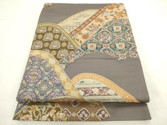 平和屋着物●六通柄袋帯 唐織 趣悦 重ね山吉祥花文 金糸 正絹 逸品 AABL2312pf