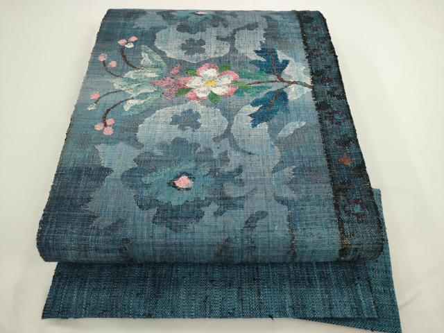 平和屋着物●八寸名古屋帯 紬地 枝花文 正絹 逸品 AABL2362pf