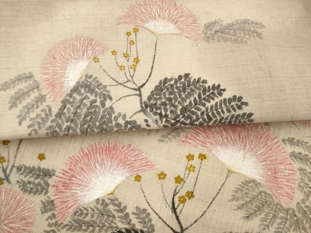 平和屋着物●九寸名古屋帯 作家物 紬地 たんぽぽ 正絹 逸品 AABL2363pf