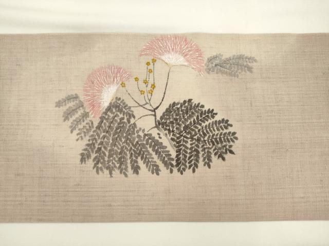 平和屋着物●九寸名古屋帯 作家物 紬地 たんぽぽ 正絹 逸品 AABL2363pf