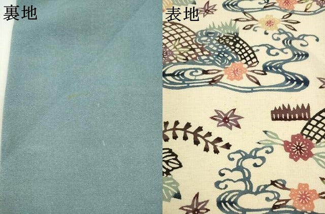 平和屋着物●九寸名古屋帯 紬地 紅型 流水花籬文 正絹 逸品 AABL2371pf