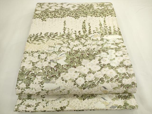 平和屋着物●六通柄袋帯 唐織 風景花鳥文 金銀糸 正絹 逸品 AABL2393pf