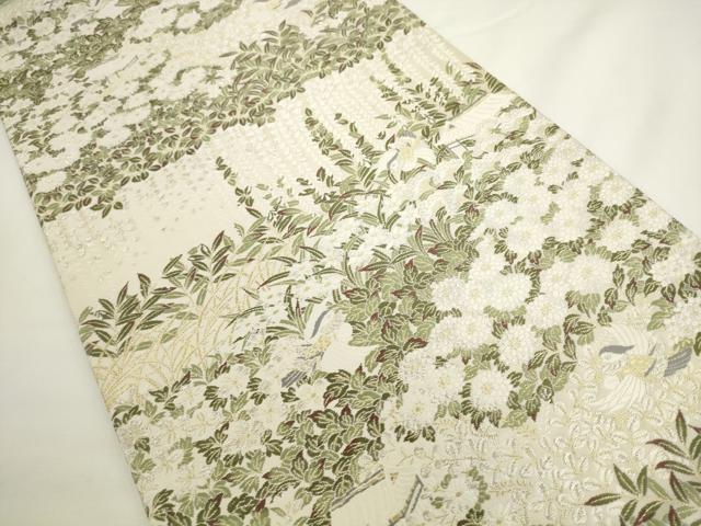 平和屋着物●六通柄袋帯 唐織 風景花鳥文 金銀糸 正絹 逸品 AABL2393pf