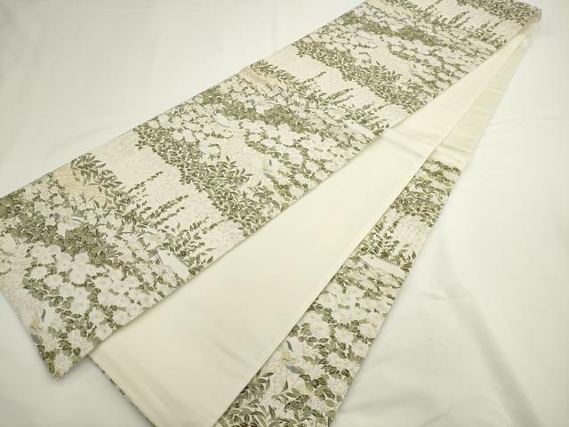 平和屋着物●六通柄袋帯 唐織 風景花鳥文 金銀糸 正絹 逸品 AABL2393pf
