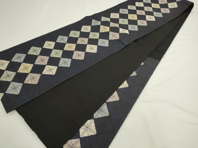 平和屋着物●六通柄袋帯 菱文 金糸 正絹 逸品 AABL2396pf