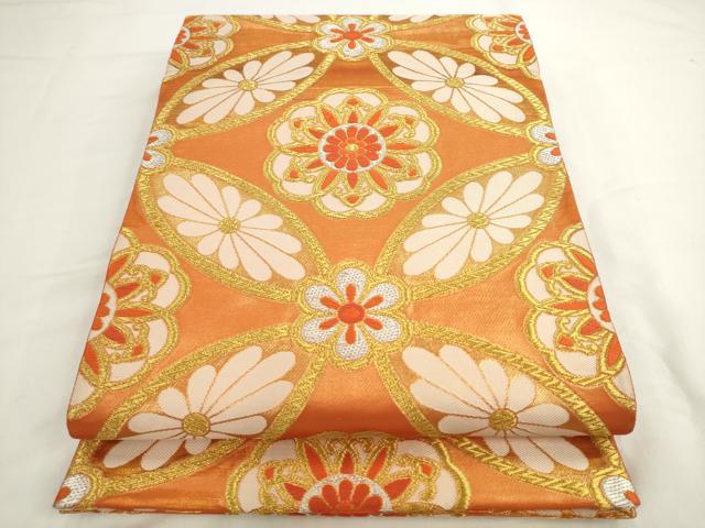 平和屋着物▼六通柄袋帯 裳羽津帯 七宝花文 金銀糸 正絹 逸品 AABL2410pf