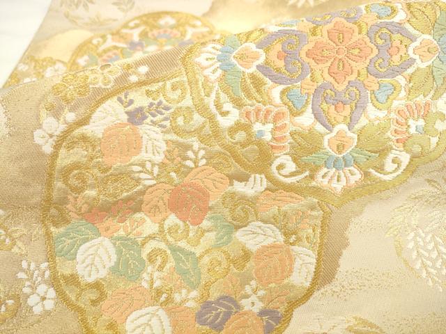 平和屋着物●西陣 服部織物謹製 六通柄袋帯 唐織 道長飾花文 金糸 正絹 逸品 AABL2412pf