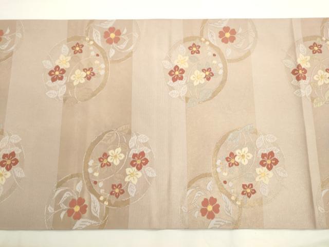 平和屋着物●西陣 長谷川織物 九寸開き名古屋帯 草花丸紋 金糸 正絹 逸品 AABL2417pf