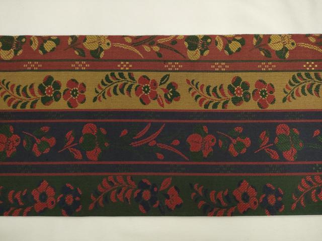 平和屋着物●全通柄九寸名古屋帯 草花間道 正絹 逸品 AABL2431pf