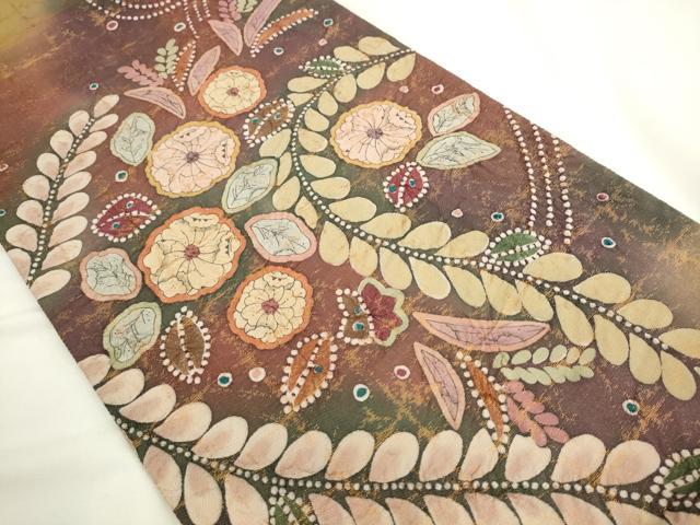 平和屋着物●太鼓柄袋帯 作家物 辻が花 絞り 金糸 正絹 逸品 AABL2433pf