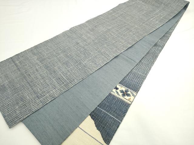 平和屋着物▽太鼓柄袋帯 スリーシーズン 春夏秋 すくい織 更紗花文 銀糸 さが美扱い 反端付き 正絹 逸品 AABL2456pf