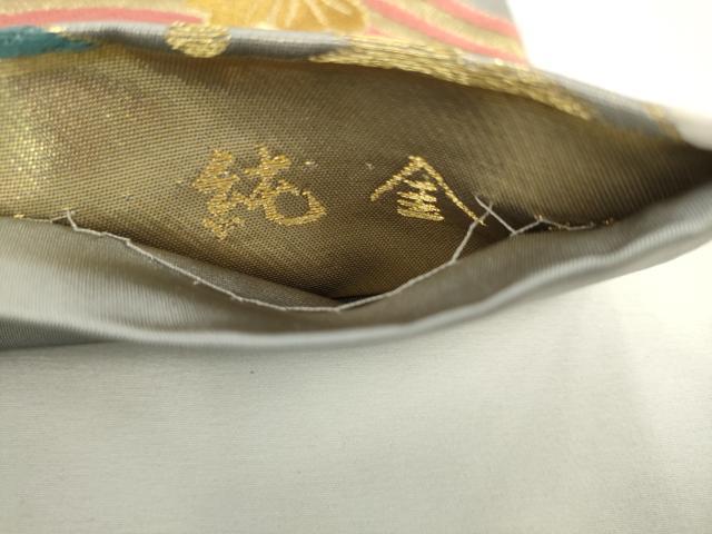平和屋本店▼六通柄袋帯 唐織 立波花文 純金 正絹 逸品 AABL2461pf