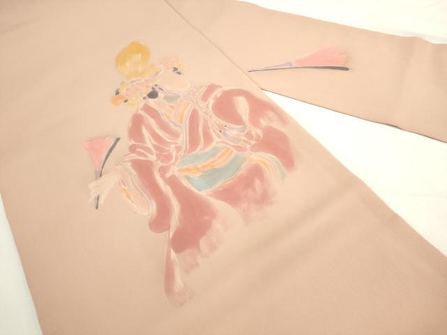 平和屋着物●塩瀬 九寸名古屋帯 ろうけつ染め 女人文 正絹 逸品 AABL2468pf