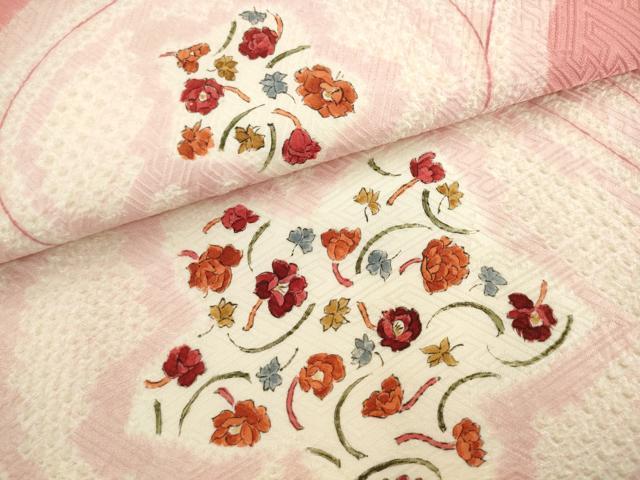 平和屋着物▼九寸名古屋帯 絞り 草花文 正絹 逸品 AABL2474pf