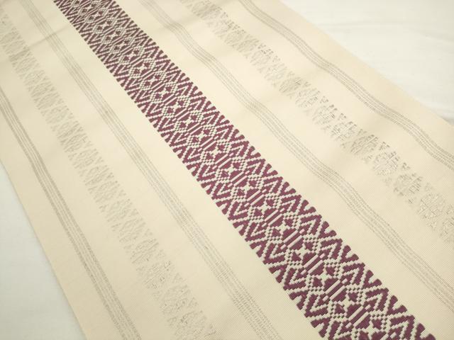 平和屋着物▼本場筑前博多織 八寸名古屋帯 献上 銀糸 正絹 逸品 AABL2476pf