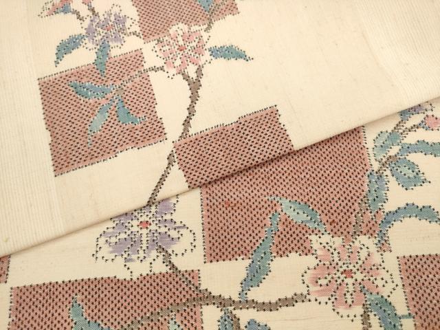 平和屋着物●本場大島織元 九寸名古屋帯 枝花文 正絹 逸品 AABL2480pf