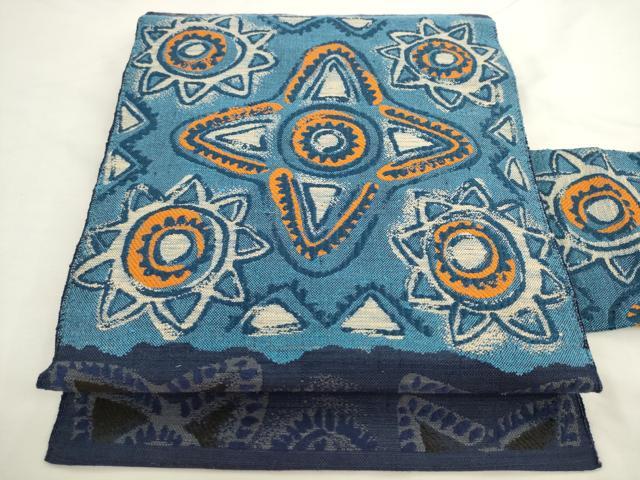 平和屋着物●洛風林 工芸帯地 八寸名古屋帯 紬地 飾花文 正絹 逸品 AABL2488pf