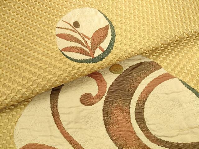 平和屋着物●本場筑前博多織 八寸名古屋帯 草花文 正絹 逸品 AABL2489pf