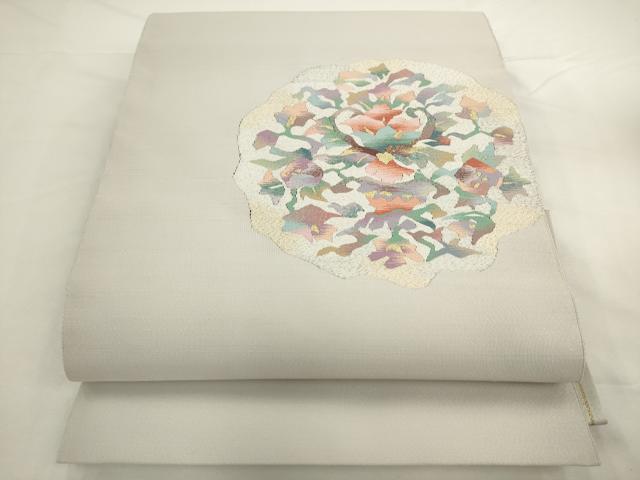 平和屋着物●爪掻き本綴れ 八寸名古屋帯 草花文 金銀糸 正絹 逸品 AABL2494pf