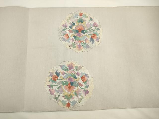 平和屋着物●爪掻き本綴れ 八寸名古屋帯 草花文 金銀糸 正絹 逸品 AABL2494pf