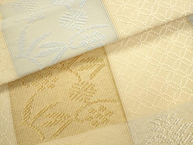平和屋着物●八寸名古屋帯 草花文 金銀糸 正絹 逸品 AABL2495pf