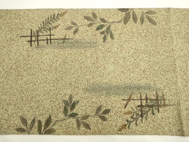 平和屋着物●太鼓柄袋帯 紬地 手描き 風景文 正絹 逸品 AABL2500pf