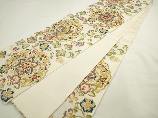 平和屋着物●六通柄袋帯 正倉院鳳凰花文 金糸 正絹 逸品 AABL2505pf