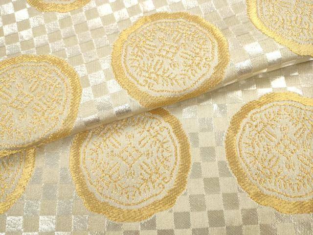 平和屋着物●龍村美術織物 たつむら 六通柄袋帯 市松小窯文 金銀糸 正絹 逸品 AABL2515pf