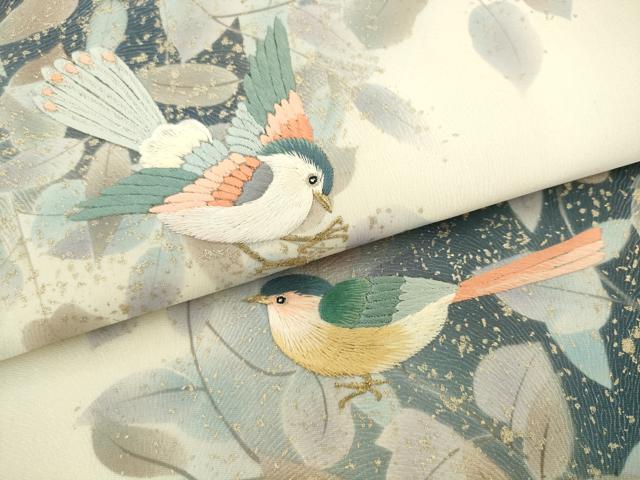 平和屋着物●太鼓柄袋帯 刺繍 花鳥文 金彩 正絹 逸品 AABL2516pf