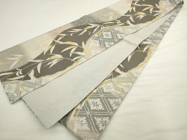 平和屋着物●六通柄袋帯 流水やなぎ 金糸 正絹 逸品 AABL2530pf