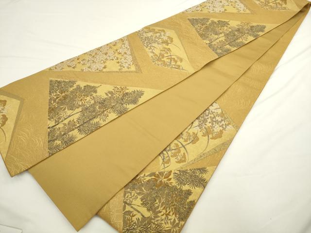 平和屋着物●六通柄袋帯 唐織 風景花文 金糸 正絹 逸品 AABL2536pf