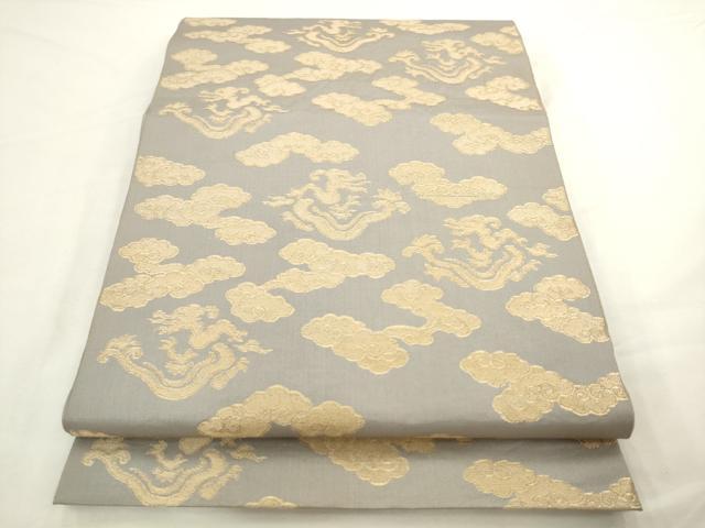 平和屋着物●六通柄 本袋帯 龍 金糸 正絹 逸品 AABL2537pf