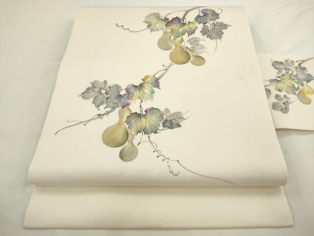 平和屋着物●九寸名古屋帯 手描き 瓢箪 正絹 逸品 AABL2539pf