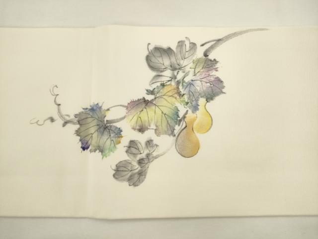 平和屋着物●九寸名古屋帯 手描き 瓢箪 正絹 逸品 AABL2539pf